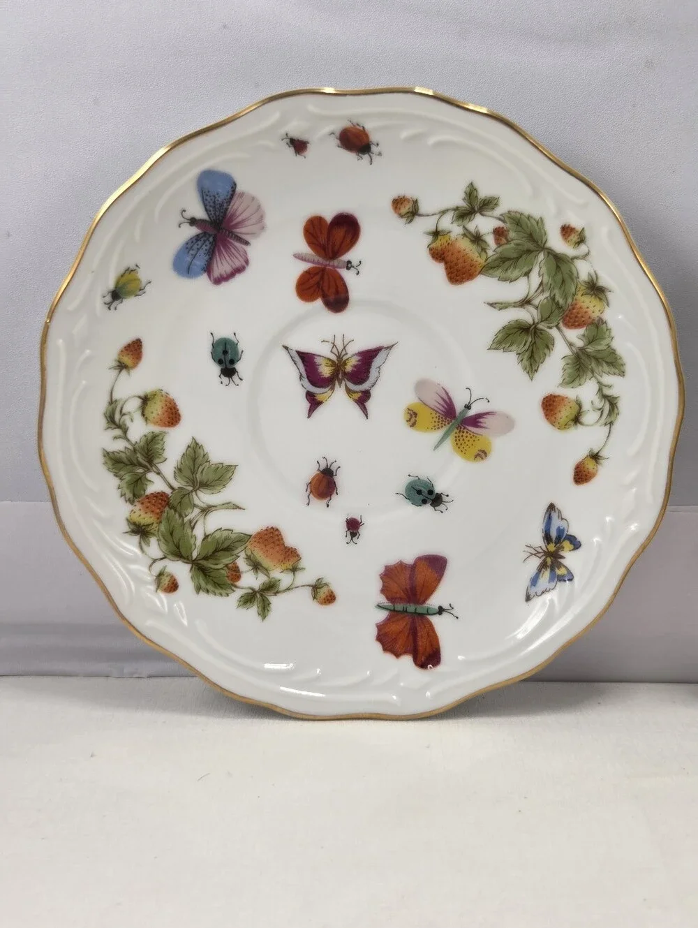 Vintage Crown Staffordshire Bone China Saucer- Bluebell & Hampton Bug Berry